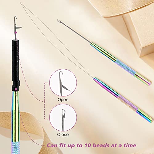 NEWISHTOOL Sew In Extension Kit, Hair Feathers Silicone Micro Beads Pliers - color: Rainbow Set