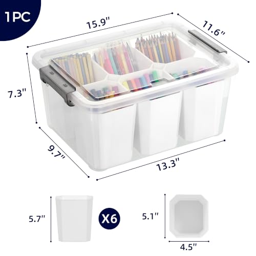 17 Qt Craft Organizers and Storage with Removable Divider, Marker Organizer for Crayons, Pencils & Art Supply, 1 Pack - size: 17 Qt - Divider