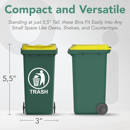 Wiosi Mini Garbage Trash Pen Holder for Desk | Tiny Recycle Bin Pencil Holder Green & Blue, Pack of 2 | Storage for Pencil & Pen | Office Stationery to Organize the Desk | Ideal for Student Work - color: Blue-Green, size: 5.5"
