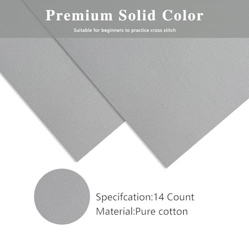 Aida Cloth 14 Count Cross Stitch Fabric Cross Stitch Aida Cloth for Embroidery and Needlework (Light Grey, 30 * 39inch) - color: Light Grey