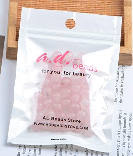 AD Beads Natural Gemstone 8mm Round Loose Beads Big Hole 2.5mm Sized 40pcs (Rose Quartz) - color: Rose Quartz
