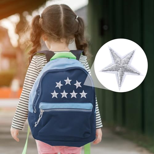 PAGOW 30 Pcs Star Iron on Patch, 1 Inch Sew on Star Embroidered Patches - color: 30 Silver
