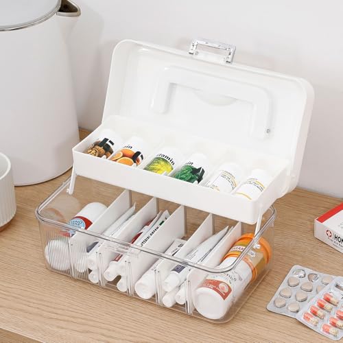 Plastic Bandages Organizer with Lid and Adjustable Dividers - size: 1 Pack
