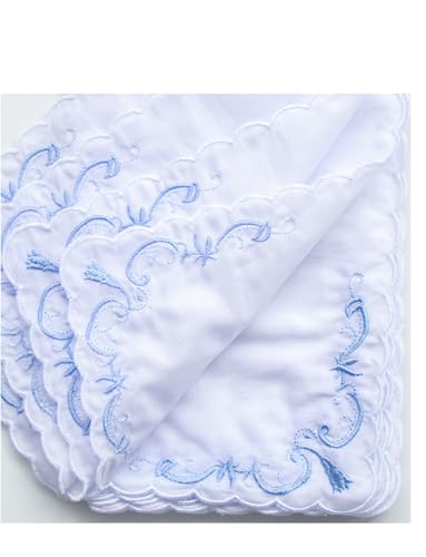 6 Pack of Ladies Embroidery Cotton Handkerchiefs Lace Wedding Hankies - color: Zww-w06