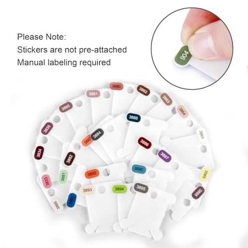 Hamtery 500pcs Embroidery Floss Bobbins with Floss Number Stickers, DIY Thread Organizer Set with Color-Coded Labels for Cross Stitch and Embroidery Storage
