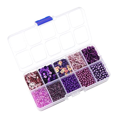 Dark Purple Glass Seed Bugle Tube Beads for Jewelry Making - color: drak purple