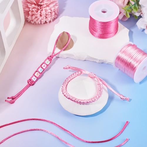 Elecrelive 40 Yards 2mm Nylon Satin Rattail Cords Mix Pink Nylon String - color: Mix Pink