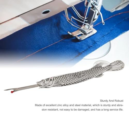 Keenso Multifunctional Sewing Seam Ripper Retro Zinc Alloy and Steel Scissor Tool for Fabric Cutting and Tag Removal, for Needlework Enthusiasts (Silver) - color: Silver