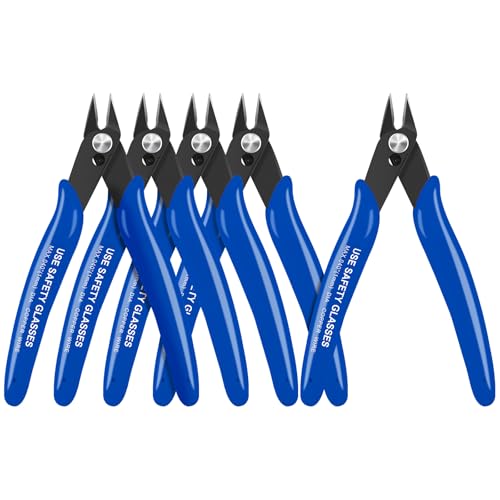 HongWay 5pcs Micro Flush Cutters 5 Inches Blue Side Cut - color: Blue