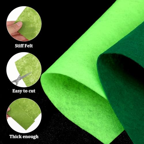 JJUNW 16 Pack Felt for Crafts, 11.8" x 7.87" Craft Felt 1 mm Thick Felt Fabric Sheets Liner Felt for Handmade DIY Embroidery Fabric Craft Kits (Green)