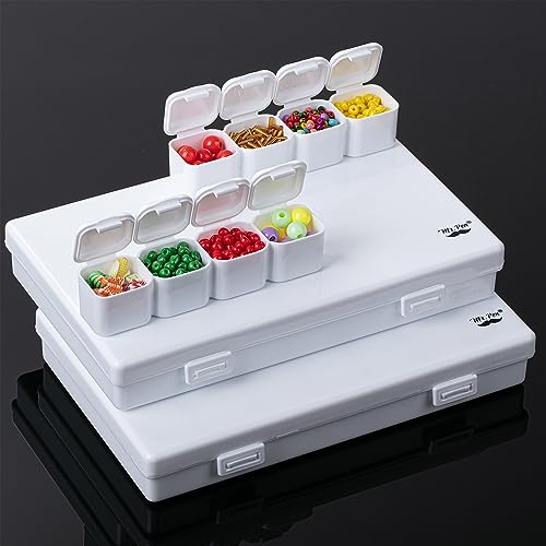 Mr. Pen- Bead Storage Containers, 28 Grids, 2 Pack, White - color: White, size: 2 Pack-56 Pcs(6.8"x4.4"x1")