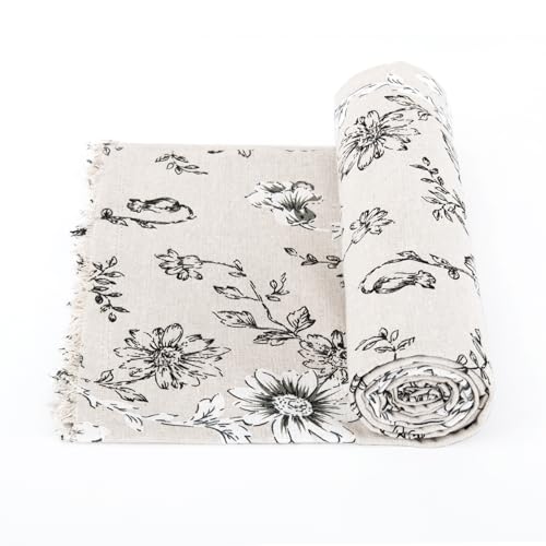 Linen Floral Fabric by The Yard 3 Yard by 62 Inch Width - color: Farmhouse Peony, size: 3 Yard