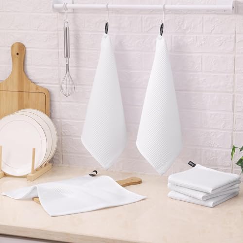 Homaxy 100% Cotton Waffle Weave Dish Cloths, 8 Pack, White - color: White, size: 12 x 12 - 8 Pack