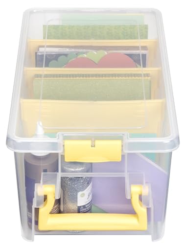 ArtBin Semi Satchel Craft Organizer with 3 Dividers, Yellow Accents - color: Yellow, size: Pack of 1