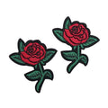 Rose Flower Embroidered Hot Melt Patch Cover Shoes Decoration Patch (2pcs Leaves Rose) - style: 2pcs Leaves Rose Patches