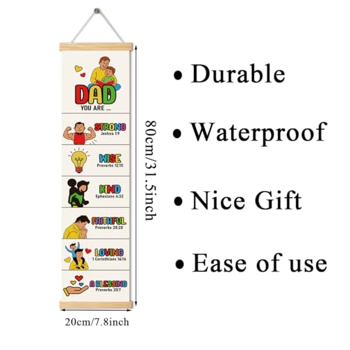 Happy Father's Day Banner, Church Banner, Christian Rustic Hanging Door Flag, Farmhouse Decorations Outdoor Indoor, Church Activity Decor, Bible Lesson, Scripture and Words Decorations - color: Earthy tones with warm hues