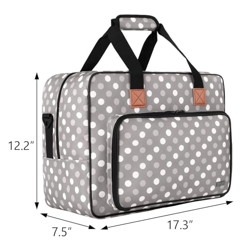 LUXJA Portable Tote Sewing Machine Bag, Gray Dots - color: Gray Dots
