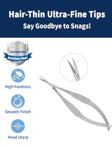 RWD VANNAS Micro Spring Scissors, 3.2" Curved Fan Tip (S11037-08) - size: Fan Curved Tip-S11037-08