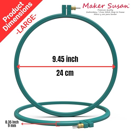 Maker Susan Plastic Embroidery Hoop, Hello Series Cross Stitch Hoops for Beginners, Punch Needle Hoop, Embroidery Frames for Sewing, Needlework, Embroidery Projects (Turquoise, 2 Pcs Set) - style: Turquoise