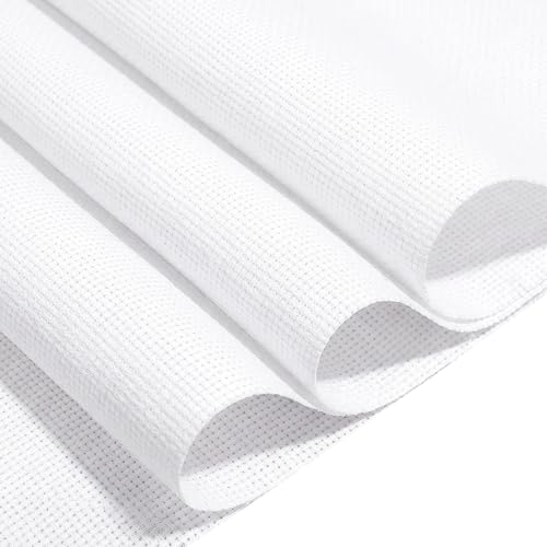 16 Count Aida Cloth Cross Stitch, White Cross Stitch Fabric, Classic Reserve Cross-Stitch Aida Cloth White Cross-Stitch Canvas for Embroidery, 39 inch by 62 inch