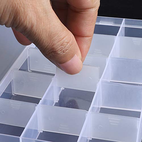 KINJOEK 10 Pack 15 Grids Plastic Bead Organizer Containers Storage, Adjustable Dividers Diamond Jewelry Craft Painting Storage Case, Clear Small Fishing Tackle Box for Sewing Cross Stitch Accessories - color: Clear, size: 15Grid 10PCS