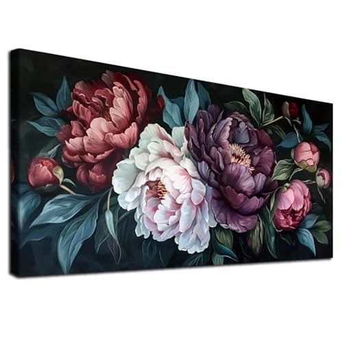 JATOK Diamond Painting Kit for Adults, Peony Bouquet, 27.5 x 15.7 in - color: Ruby