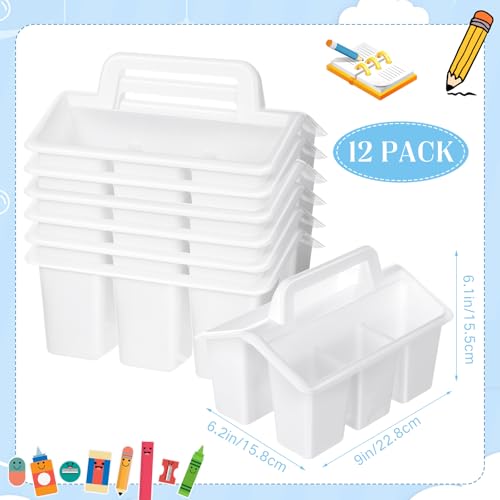 WILLBOND 12 Pcs Classroom Storage Caddies Stackable Utility Caddy, White - color: White