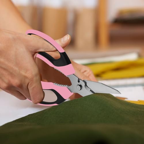 BoFuYuan Utility Scissors All Purpose heavy duty 8-Inch Pink - color: Pink