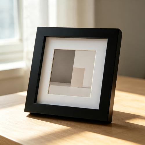 ZXT-parts Black 6x6 Picture Frames with 4x4 Opening Mat. Black 6x6 Square Photo Frame. Solid Wood, Perspex Panel, The Table or The Wall.Protective Film Must be Removed. - color: Black