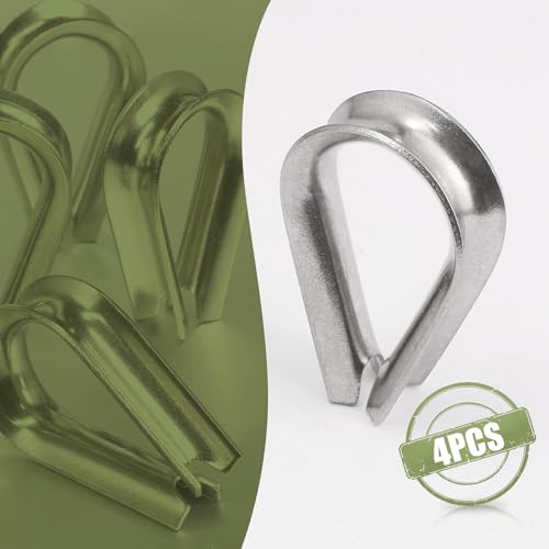 M5 Wire Rope Thimble, 304 Stainless Steel Thimble for 5/32-3/16 Inch Diameter Wire Rope, 4 Pieces - size: M5