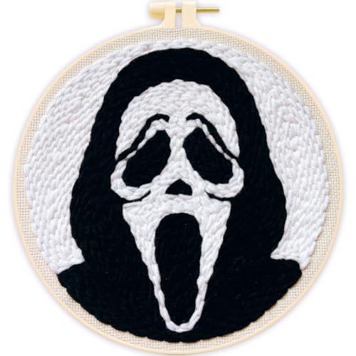 Punch Needle Kit for Beginners Adults-Grimace, with Embroidery Hoop - color: Punch Needle kit-Ghost Face