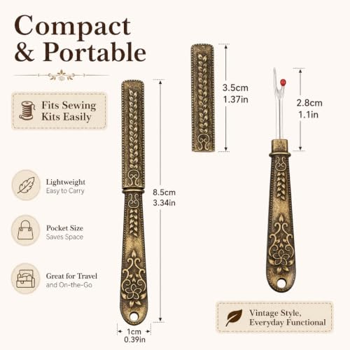 Retro Thread Cutter and Seam Ripper Tool, Sewing and Embroidery Accessory, Manual Tools, Clothing Thread Pickers