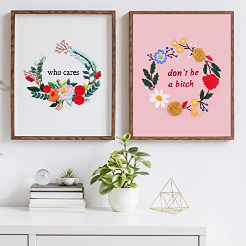 Nuberlic 2 Pack Funny Embroidery Kit for Beginners Adults