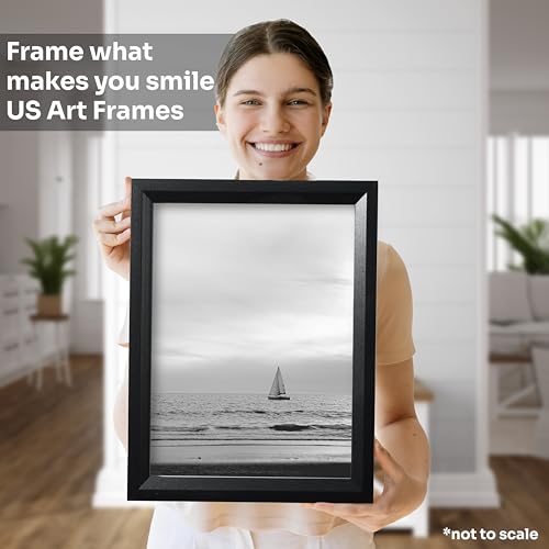 Black 12x16 Picture Frame Beveled .84" Inch Wide - Black Wall Decor Handmade Solid Wood Frames with Preinstalled Hangers and UV Blocking Plexiglass 16x12 Frame - color: Black, size: 12x16