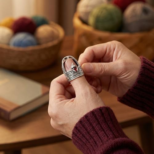 OKKRMGZ 2Pcs Sewing Thimble Hand Thimbles for Embroidery Quilting Finger Protector Protectors Open Nail Acorn Metal Thumb DIY Crafts Needlework