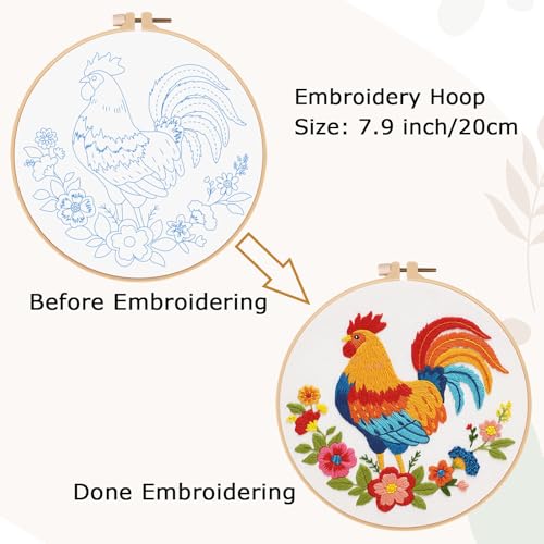 Nuberlic Embroidery Kit for Beginners, Rooster Needlepoint kit - color: Rooster