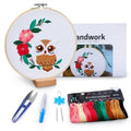 BERYA Owl Embroidery Kit, Embroidery Kit for Adult, Owl Pattern Practice Kit, Including Video Step by Step Instructions, Embroidery Hoop, Cloth, Needles and Thread for DIY Craft Lover (BEO013) - color: owl yellow
