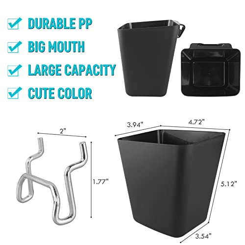 Large Pegboard Cups, 6Pack Peg Board Square Storage Bins With Hooks (Black) - color: Black