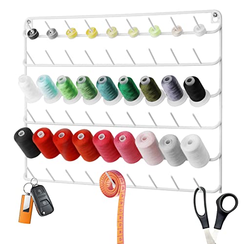 YBING Thread Holder Organizer Wall, 54-Spool Sewing Thread Rack - color: White