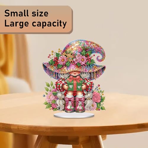 POETRYDRAW Diamond Art Ornament Desktop Kit Christmas, Stand Up Diamonds Painting Ornament for Adults, 5D DIY Special Diamond Gem Craft Tabletop Placement Board Kit - color: Christmas