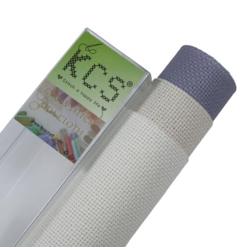 KCS 3 pc of 15" x 18"(38cmx45cm) 16 Count Cross Stitch Cotton Aida Cloth Needlework Rolled Fabric Box,16CT,Antique White+Oatmeal+Light Steel Grey - color: Antique White+oatmeal+light Steel Grey, size: 16CT