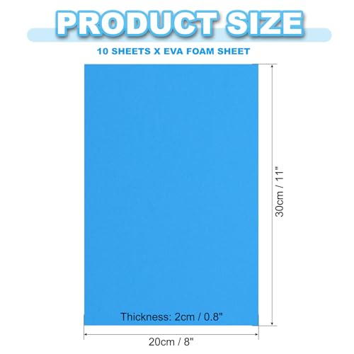PATIKIL Sky Blue EVA Foam Sheet,12x8" 2mm Thick EVA Foam Sheets 10 Pcs - color: Sky Blue