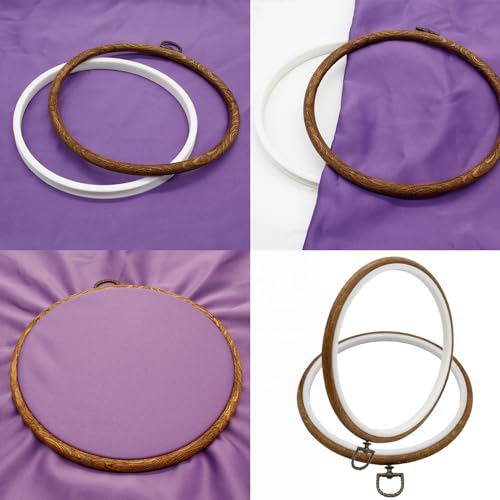 Auvotuis 9 Inch Round Embroidery Hoops, 3Pcs, Imitated Wood