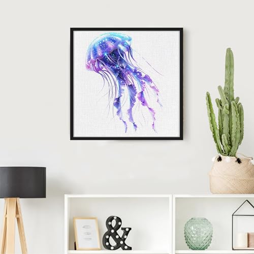Cross Stitch Kits - Cute Jellyfish Series | Beginner DIY Embroidery Kit with 11CT Fabric & Vibrant Threads | DIY Mindful Gift for Home/Office Decor 9.45 x 9.45 Inch-3-28
