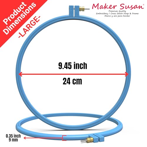 Maker Susan Plastic Embroidery Hoop, Hello Series Cross Stitch Hoops for Beginners, Punch Needle Hoop, Embroidery Frames for Sewing, Needlework, Embroidery Projects (Blue, 2 Pcs Set) - style: Blue