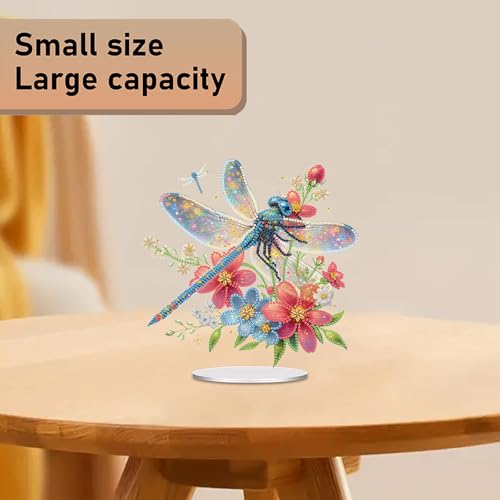POETRYDRAW Diamond Art Ornament Desktop Kit Dragonfly, Stand Up Diamonds Painting Ornament for Adults, 5D DIY Special Diamond Gem Craft Tabletop Placement Board Kit - color: Dragonfly