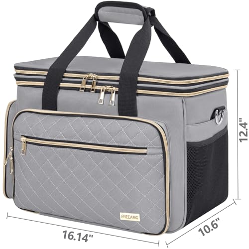Knitting Bag, Crochet Bag Organizer, Yarn Storage Bag with Divider - color: Grey