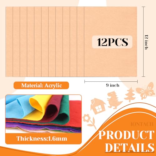 IONTACH 9" X 12" Felt Fabric Sheets 1.6mm Thick (12 Packs, Peach Fuzz) - color: Peach Fuzz