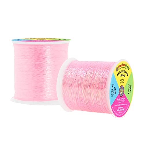 Mandala Crafts Metallic Pink Embroidery Floss for Sewing, 218 Yard Spool - color: Pink, size: 200M 218 Yards