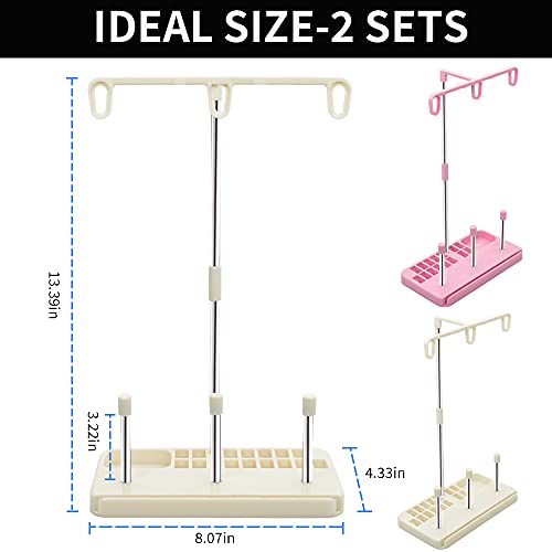 Vuzvuv 2 Pack Thread Holders, Embroidery & Sewing Machine Organizer, 3-Spool Thread Rack, Suitable for Beginners & Adults, White-Pink - color: White-pink